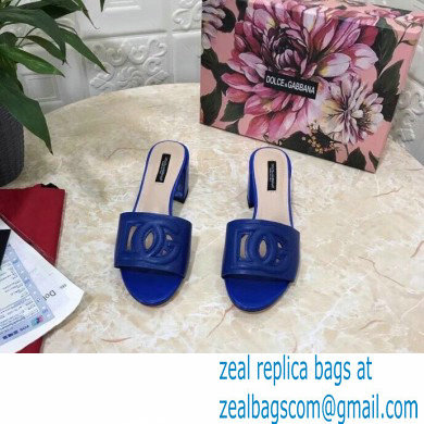 Dolce  &  Gabbana Heel 6.5cm Calfskin Mules Blue With DG Millennials Logo 2021